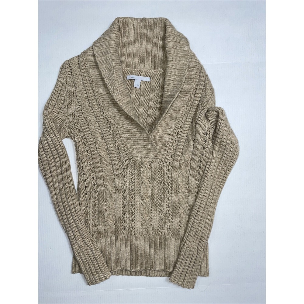 Old Navy Cable Knit Long Sleeve Women's Brown Sweater - Small - EUC - Wool Blend
